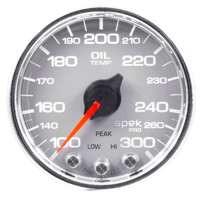 AutoMeter P32221 GAUGE; OIL TEMP; 2 1/16in.; 300deg.F; STEPPER MOTOR W/PK/WRN; SLVR/CHRM; SPEK-PR - Truck Part Superstore