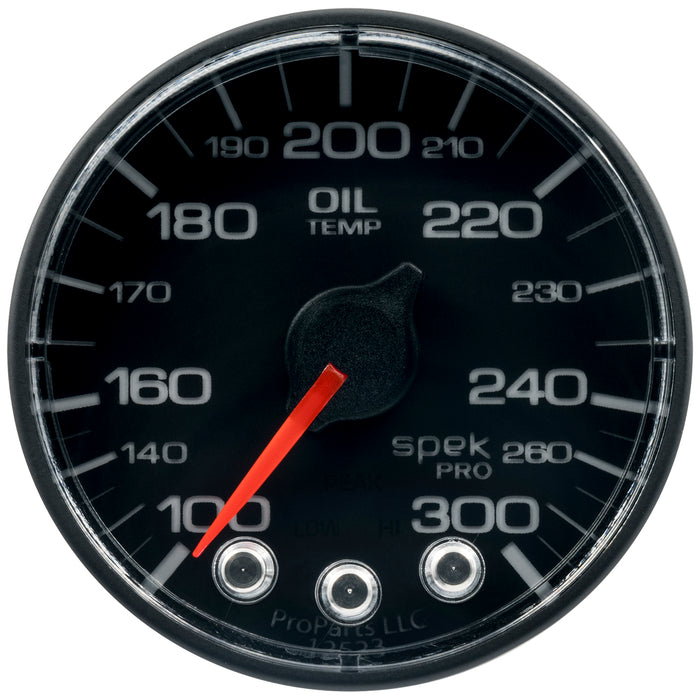 AutoMeter P322328 GAUGE; OIL TEMP; 2 1/16in.; 300deg.F; STEPPER MOTOR W/PEAK/WARN; BLK/BLK; SPEK-P - Truck Part Superstore