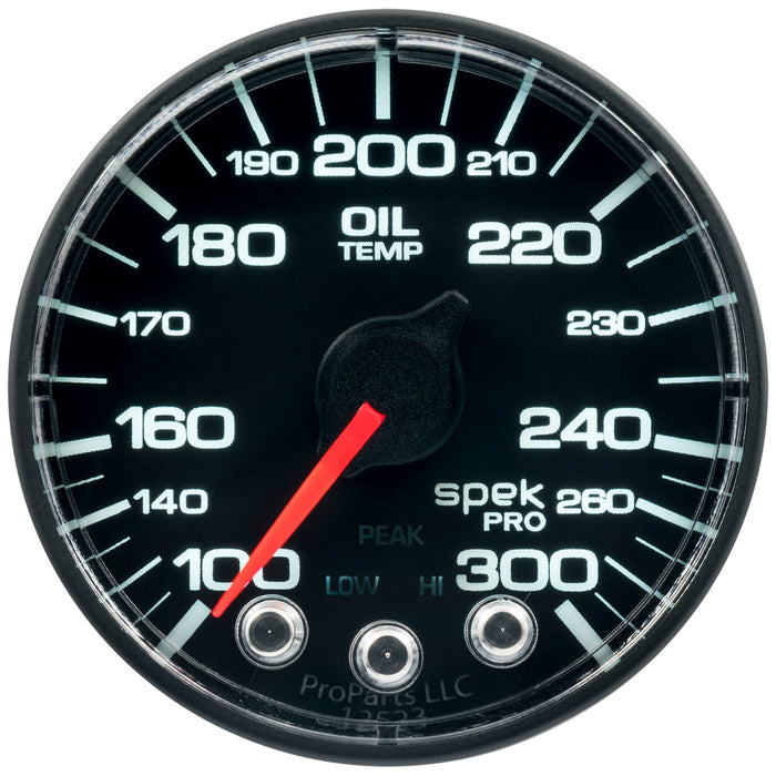 AutoMeter P322328 GAUGE; OIL TEMP; 2 1/16in.; 300deg.F; STEPPER MOTOR W/PEAK/WARN; BLK/BLK; SPEK-P - Truck Part Superstore