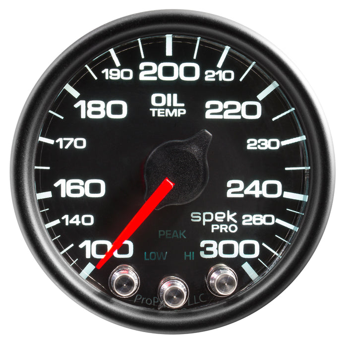 AutoMeter P32232 GAUGE; OIL TEMP; 2 1/16in.; 300deg.F; STEPPER MOTOR W/PEAK/WARN; BLK/BLK; SPEK-P - Truck Part Superstore