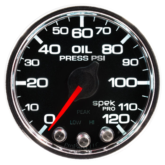 AutoMeter P32531 GAUGE; OIL PRESS; 2 1/16in.; 120PSI; STEPPER MOTOR W/PEAK/WARN; BLK/CHRM; SPEK - Truck Part Superstore