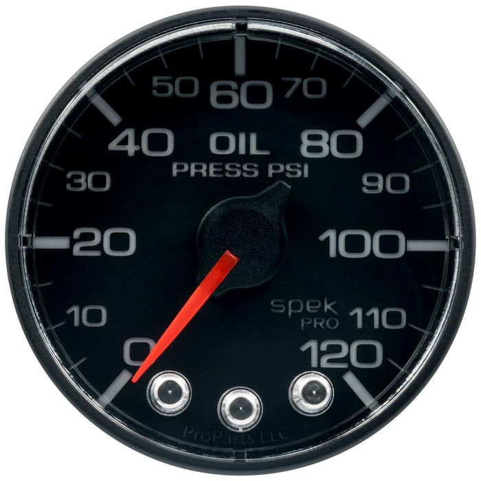 AutoMeter P325328 GAUGE; OIL PRESS; 2 1/16in.; 120PSI; STEPPER MOTOR W/PEAK/WARN; BLK/BLK; SPEK - Truck Part Superstore