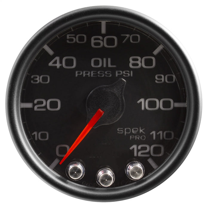 AutoMeter P32532 GAUGE; OIL PRESS; 2 1/16in.; 120PSI; STEPPER MOTOR W/PEAK/WARN; BLK/BLK; SPEK - Truck Part Superstore