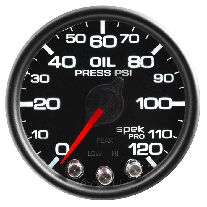 AutoMeter P32532 GAUGE; OIL PRESS; 2 1/16in.; 120PSI; STEPPER MOTOR W/PEAK/WARN; BLK/BLK; SPEK - Truck Part Superstore