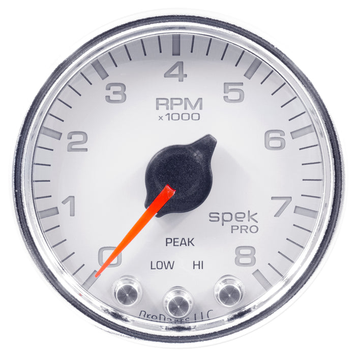 AutoMeter P33411 GAUGE; TACH; 2 1/16in.; 8K RPM; W/SHIFT LIGHT/PEAK MEM; WHT/CHRM; SPEK-PRO - Truck Part Superstore