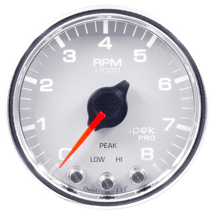 AutoMeter P33411 GAUGE; TACH; 2 1/16in.; 8K RPM; W/SHIFT LIGHT/PEAK MEM; WHT/CHRM; SPEK-PRO - Truck Part Superstore