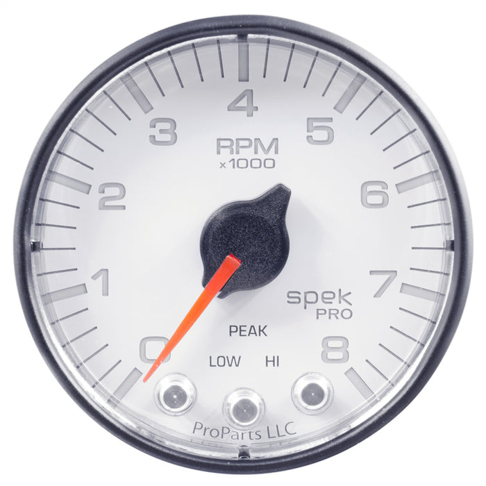 AutoMeter P334128 GAUGE; TACH; 2 1/16in.; 8K RPM; W/SHIFT LIGHT/PEAK MEM; WHT/BLK; SPEK-PRO - Truck Part Superstore