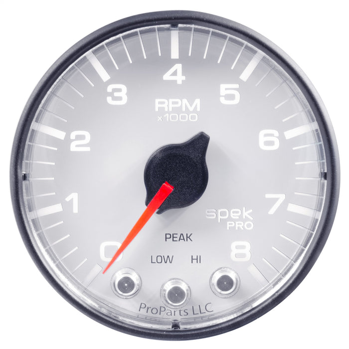 AutoMeter P334128 GAUGE; TACH; 2 1/16in.; 8K RPM; W/SHIFT LIGHT/PEAK MEM; WHT/BLK; SPEK-PRO - Truck Part Superstore