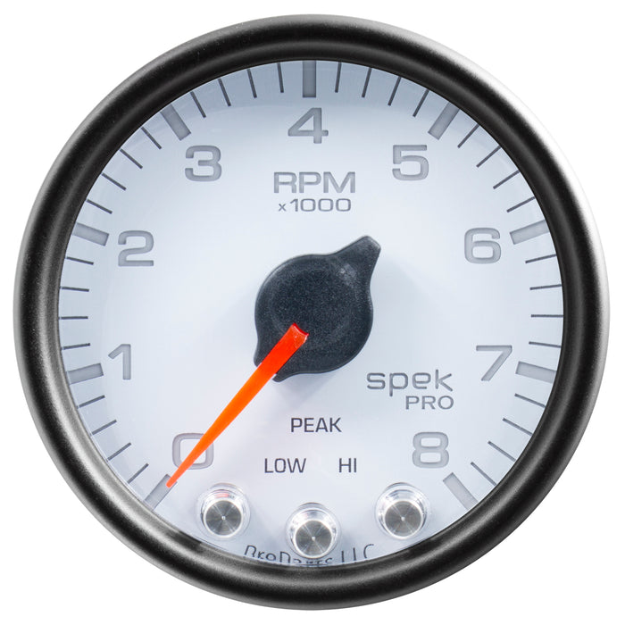 AutoMeter P33412 GAUGE; TACH; 2 1/16in.; 8K RPM; W/SHIFT LIGHT/PEAK MEM; WHT/BLK; SPEK-PRO - Truck Part Superstore