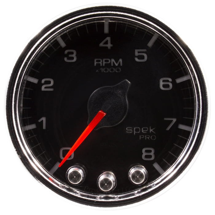 AutoMeter P33431 GAUGE; TACH; 2 1/16in.; 8K RPM; W/SHIFT LIGHT/PEAK MEM; BLK/CHRM; SPEK-PRO - Truck Part Superstore