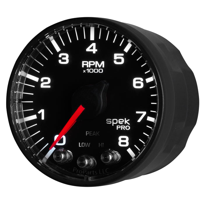 AutoMeter P334328 GAUGE; TACH; 2 1/16in.; 8K RPM; W/SHIFT LIGHT/PEAK MEM; BLK/BLK; SPEK-PRO - Truck Part Superstore
