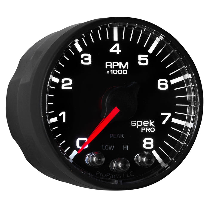 AutoMeter P334328 GAUGE; TACH; 2 1/16in.; 8K RPM; W/SHIFT LIGHT/PEAK MEM; BLK/BLK; SPEK-PRO - Truck Part Superstore