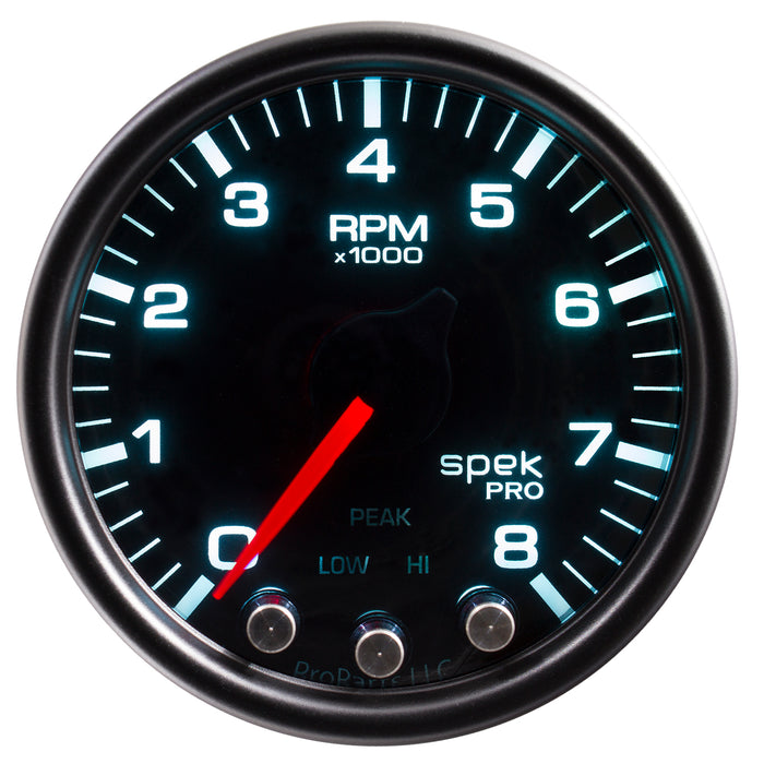 AutoMeter P33452 GAUGE; TACH; 2 1/16in.; 8K RPM; W/SHIFT LIGHT/PEAK MEM; BLK/SMOKE/BLK; SPEK-PRO - Truck Part Superstore