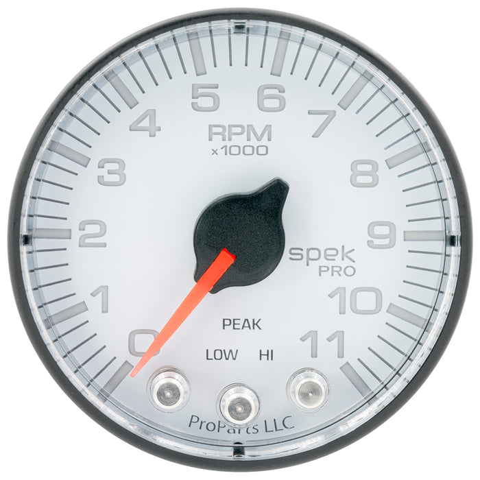 AutoMeter P336128 GAUGE; TACH; 2 1/16in.; 11K RPM; W/SHIFT LIGHT/PEAK MEM; WHT/BLK; SPEK-PRO - Truck Part Superstore