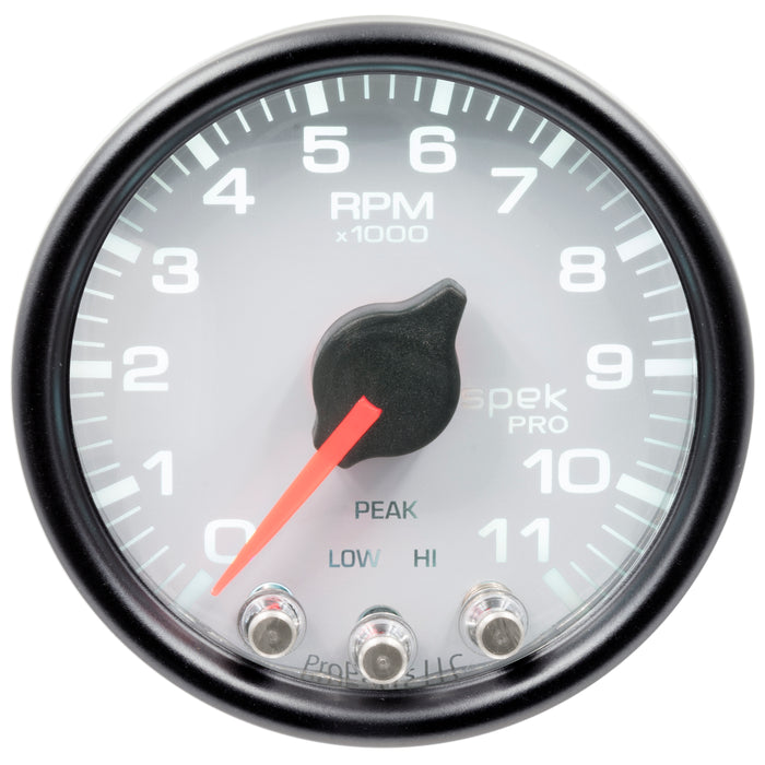AutoMeter P33612 GAUGE; TACH; 2 1/16in.; 11K RPM; W/SHIFT LIGHT/PEAK MEM; WHT/BLK; SPEK-PRO - Truck Part Superstore