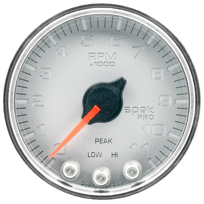 AutoMeter P33621 GAUGE; TACH; 2 1/16in.; 11K RPM; W/SHIFT LIGHT/PEAK MEM; SLVR/CHRM; SPEK-PRO - Truck Part Superstore