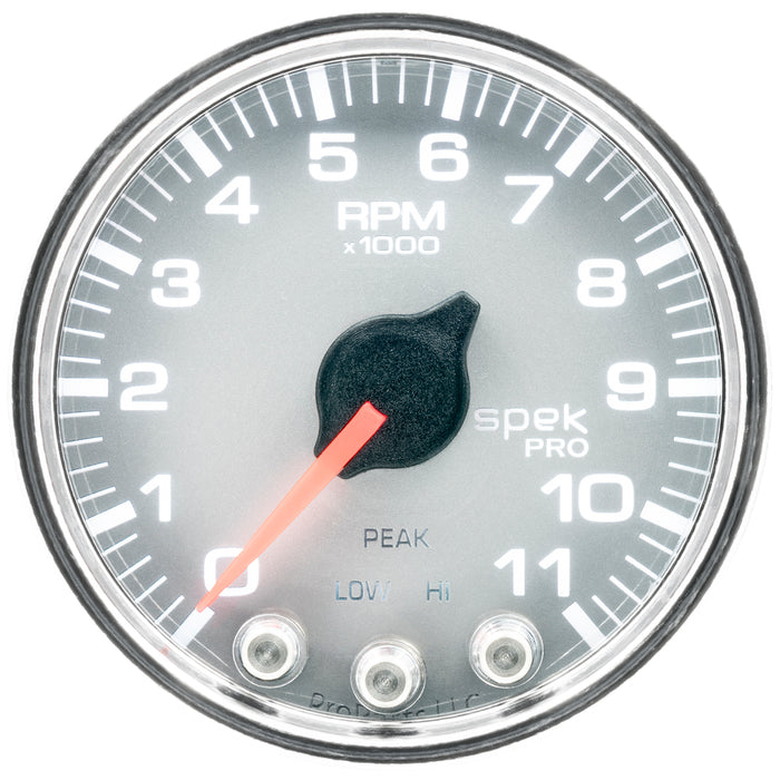 AutoMeter P33621 GAUGE; TACH; 2 1/16in.; 11K RPM; W/SHIFT LIGHT/PEAK MEM; SLVR/CHRM; SPEK-PRO - Truck Part Superstore