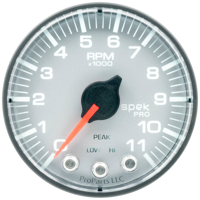 AutoMeter P336228 GAUGE; TACH; 2 1/16in.; 11K RPM; W/SHIFT LIGHT/PEAK MEM; SLVR/BLK; SPEK-PRO - Truck Part Superstore