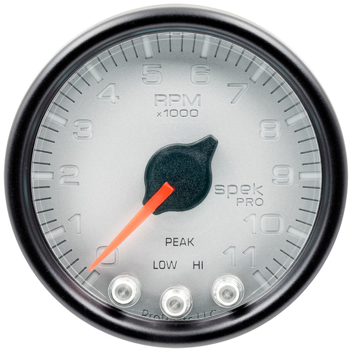 AutoMeter P33622 GAUGE; TACH; 2 1/16in.; 11K RPM; W/SHIFT LIGHT/PEAK MEM; SLVR/BLK; SPEK-PRO - Truck Part Superstore