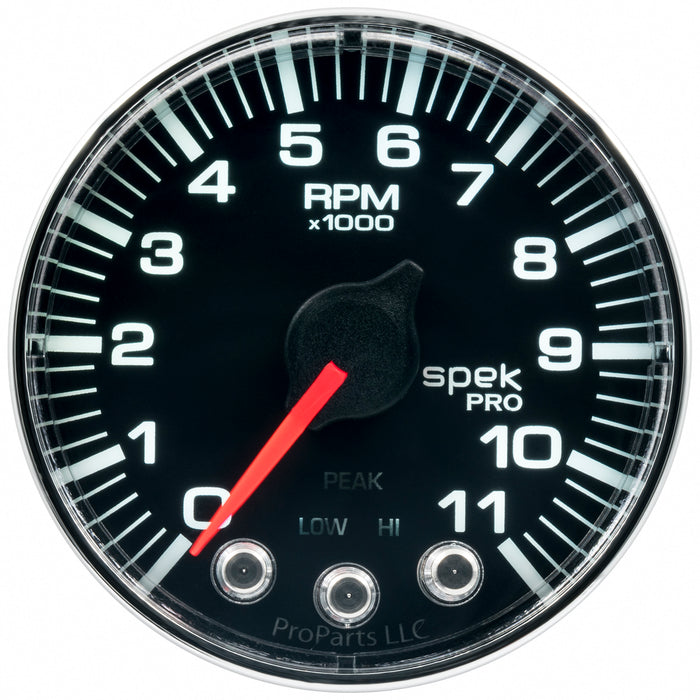 AutoMeter P336318 GAUGE; TACH; 2 1/16in.; 11K RPM; W/SHIFT LIGHT/PEAK MEM; BLK/CHRM; SPEK-PRO - Truck Part Superstore