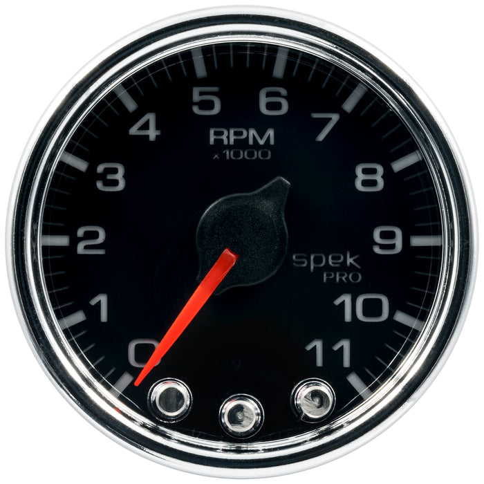 AutoMeter P33631 GAUGE; TACH; 2 1/16in.; 11K RPM; W/SHIFT LIGHT/PEAK MEM; BLK/CHRM; SPEK-PRO - Truck Part Superstore