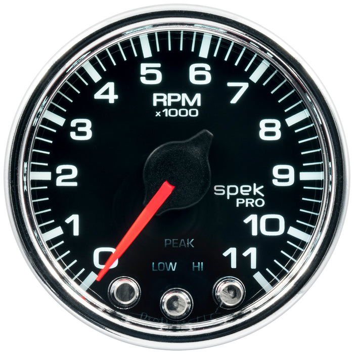 AutoMeter P33631 GAUGE; TACH; 2 1/16in.; 11K RPM; W/SHIFT LIGHT/PEAK MEM; BLK/CHRM; SPEK-PRO - Truck Part Superstore