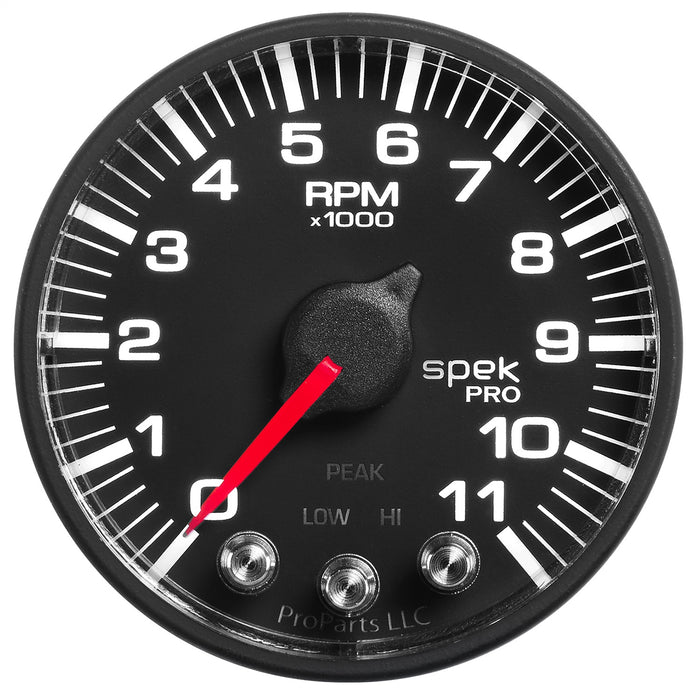 AutoMeter P336328 GAUGE; TACH; 2 1/16in.; 11K RPM; W/SHIFT LIGHT/PEAK MEM; BLK/BLK; SPEK-PRO - Truck Part Superstore