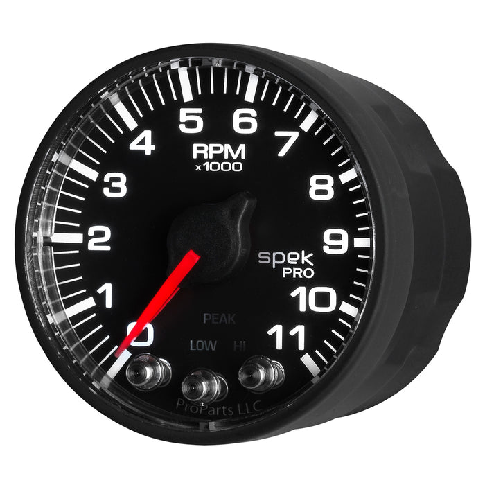 AutoMeter P336328 GAUGE; TACH; 2 1/16in.; 11K RPM; W/SHIFT LIGHT/PEAK MEM; BLK/BLK; SPEK-PRO - Truck Part Superstore