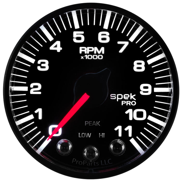 AutoMeter P336328 GAUGE; TACH; 2 1/16in.; 11K RPM; W/SHIFT LIGHT/PEAK MEM; BLK/BLK; SPEK-PRO - Truck Part Superstore