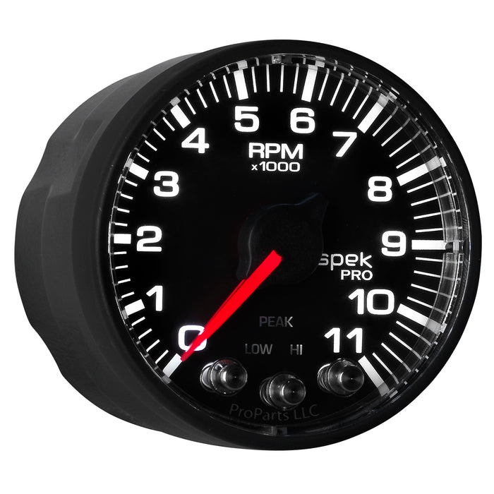 AutoMeter P336328 GAUGE; TACH; 2 1/16in.; 11K RPM; W/SHIFT LIGHT/PEAK MEM; BLK/BLK; SPEK-PRO - Truck Part Superstore