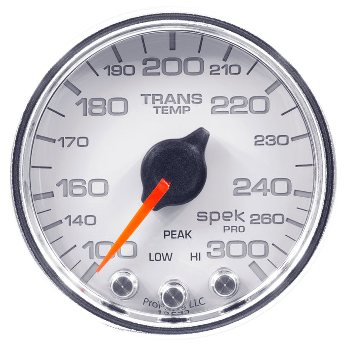 AutoMeter P34211 GAUGE; TRANS TEMP; 2 1/16in.; 300deg.F; STEPPER MOTOR W/PK/WRN; WHT/CHRM; SPEK-P - Truck Part Superstore