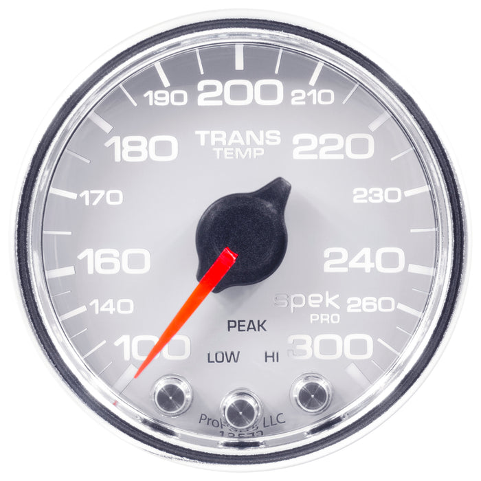 AutoMeter P34211 GAUGE; TRANS TEMP; 2 1/16in.; 300deg.F; STEPPER MOTOR W/PK/WRN; WHT/CHRM; SPEK-P - Truck Part Superstore