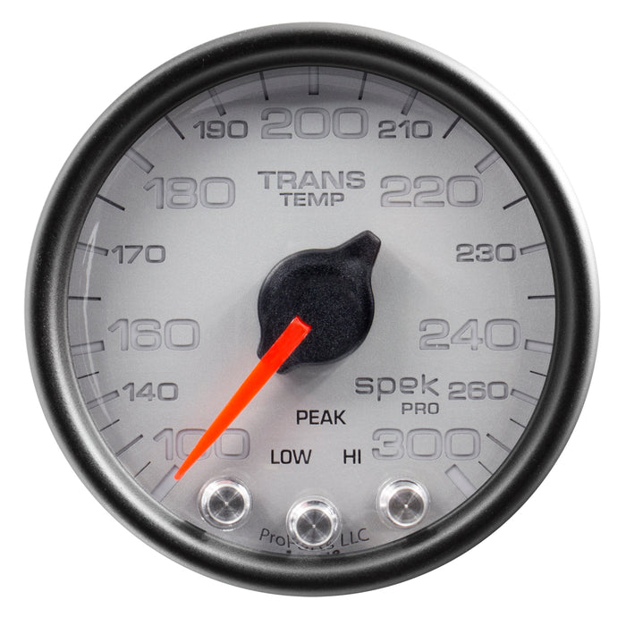 AutoMeter P34222 GAUGE; TRANS TEMP; 2 1/16in.; 300deg.F; STEPPER MOTOR W/PK/WRN; SLVR/BLK; SPEK-P - Truck Part Superstore