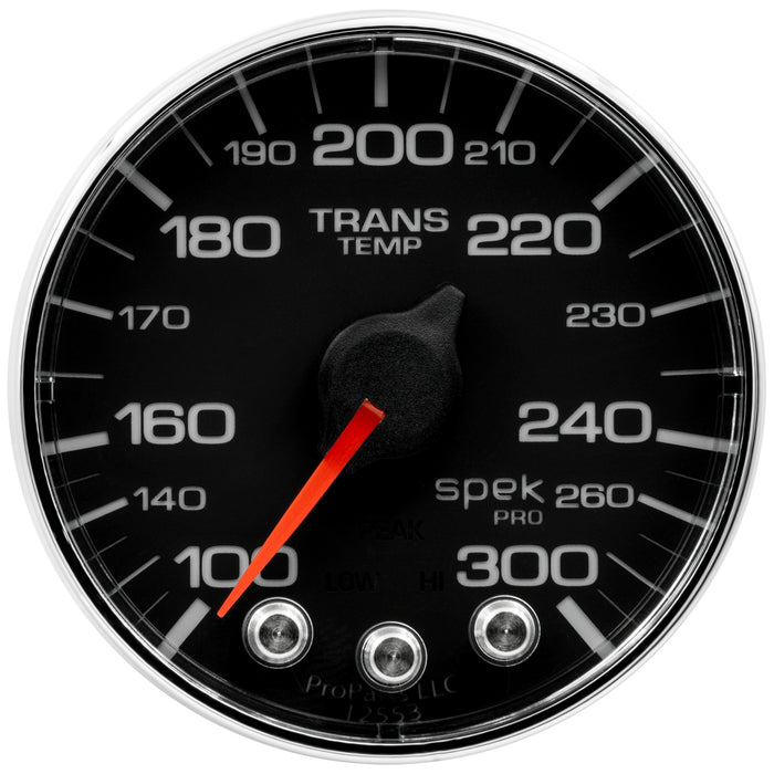 AutoMeter P342318 GAUGE; TRANS TEMP; 2 1/16in.; 300deg.F; STEPPER MOTOR W/PK/WRN; BLK/CHRM; SPEK-P - Truck Part Superstore