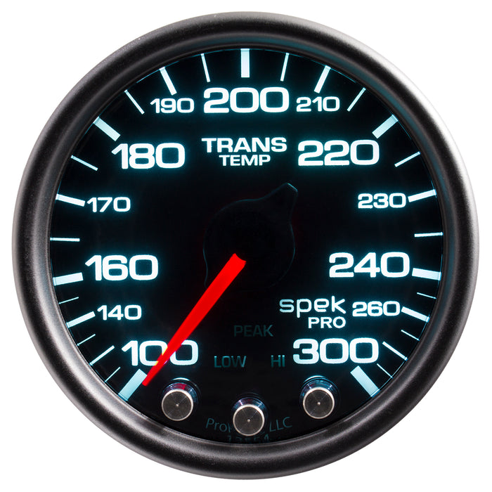 AutoMeter P34252 GAUGE; TRANS TEMP; 2 1/16in.; 300deg.F; STPR MTR W/PK/WRN; BLK/SMOKE/BLK; SPEK-P - Truck Part Superstore