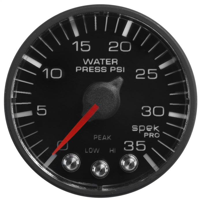 AutoMeter P343328 GAUGE; WATER PRESS; 2 1/16in.; 35PSI; STEPPER MOTOR W/PK/WRN; BLK/BLK; SPEK-PRO - Truck Part Superstore