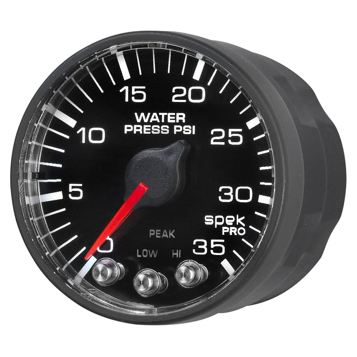 AutoMeter P343328 GAUGE; WATER PRESS; 2 1/16in.; 35PSI; STEPPER MOTOR W/PK/WRN; BLK/BLK; SPEK-PRO - Truck Part Superstore