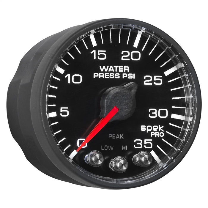 AutoMeter P343328 GAUGE; WATER PRESS; 2 1/16in.; 35PSI; STEPPER MOTOR W/PK/WRN; BLK/BLK; SPEK-PRO - Truck Part Superstore