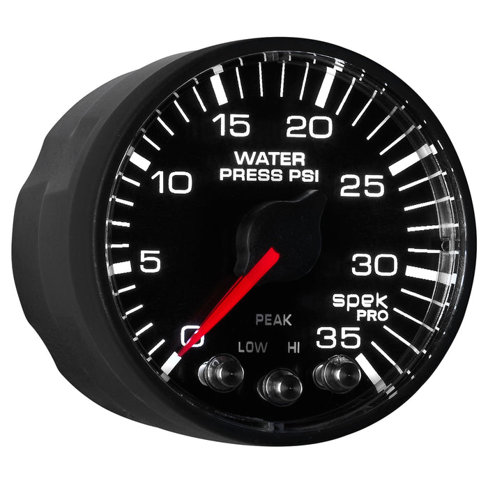 AutoMeter P343328 GAUGE; WATER PRESS; 2 1/16in.; 35PSI; STEPPER MOTOR W/PK/WRN; BLK/BLK; SPEK-PRO - Truck Part Superstore