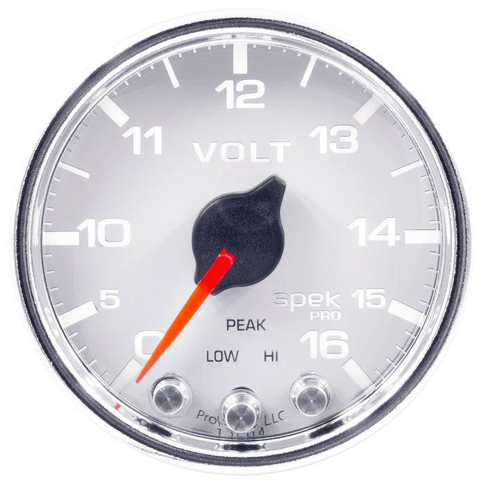 AutoMeter P34411 GAUGE; VOLTMETER; 2 1/16in.; 16V; STEPPER MOTOR W/PEAK/WARN; WHT/CHRM; SPEK-PRO - Truck Part Superstore