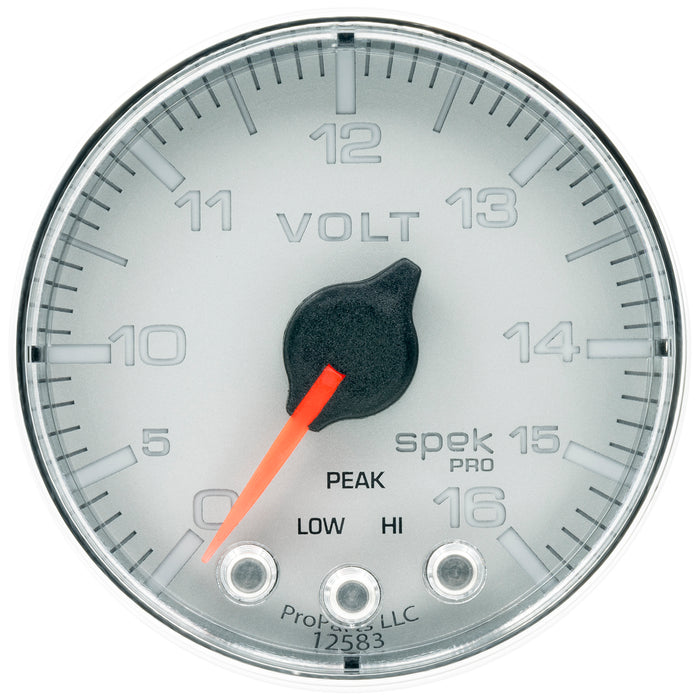 AutoMeter P344218 GAUGE; VOLTMETER; 2 1/16in.; 16V; STEPPER MOTOR W/PEAK/WARN; SLVR/CHRM; SPEK-PRO - Truck Part Superstore
