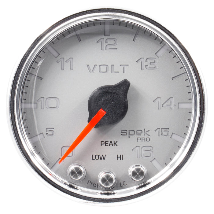 AutoMeter P34421 GAUGE; VOLTMETER; 2 1/16in.; 16V; STEPPER MOTOR W/PEAK/WARN; SLVR/CHRM; SPEK-PRO - Truck Part Superstore