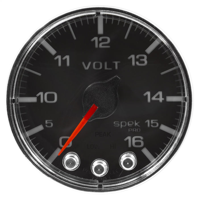 AutoMeter P344318 GAUGE; VOLTMETER; 2 1/16in.; 16V; STEPPER MOTOR W/PEAK/WARN; BLK/CHRM; SPEK-PRO - Truck Part Superstore