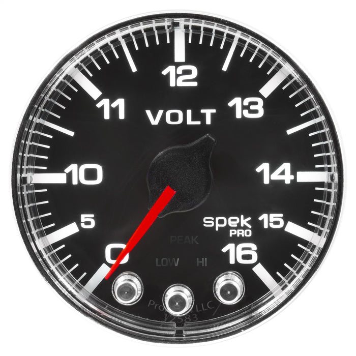 AutoMeter P344318 GAUGE; VOLTMETER; 2 1/16in.; 16V; STEPPER MOTOR W/PEAK/WARN; BLK/CHRM; SPEK-PRO - Truck Part Superstore