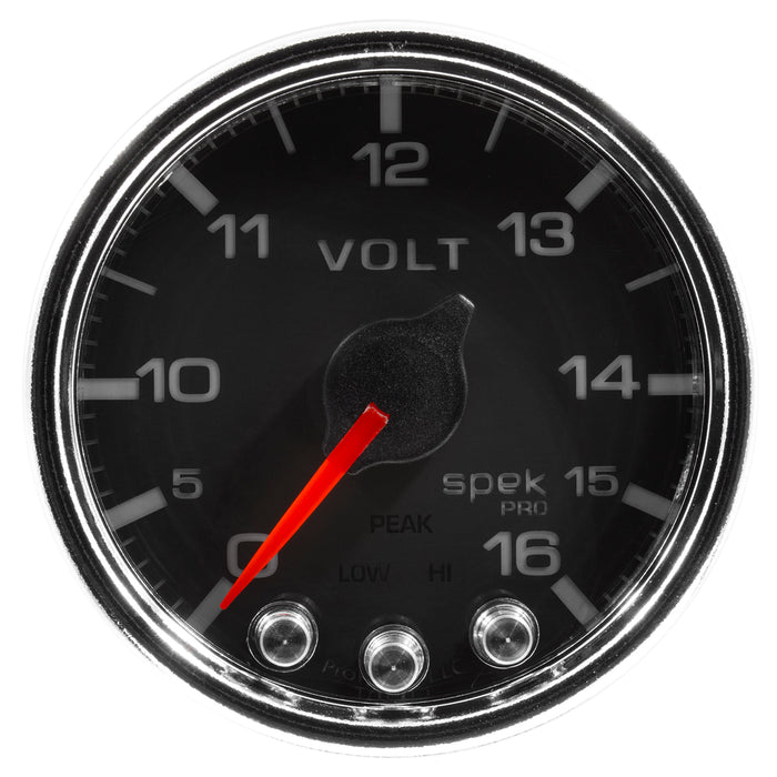 AutoMeter P34431 GAUGE; VOLTMETER; 2 1/16in.; 16V; STEPPER MOTOR W/PEAK/WARN; BLK/CHRM; SPEK-PRO - Truck Part Superstore