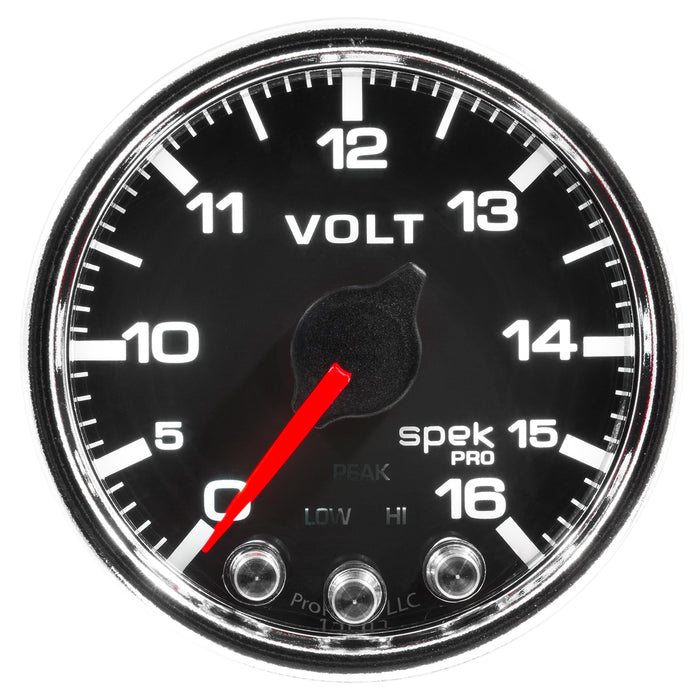 AutoMeter P34431 GAUGE; VOLTMETER; 2 1/16in.; 16V; STEPPER MOTOR W/PEAK/WARN; BLK/CHRM; SPEK-PRO - Truck Part Superstore
