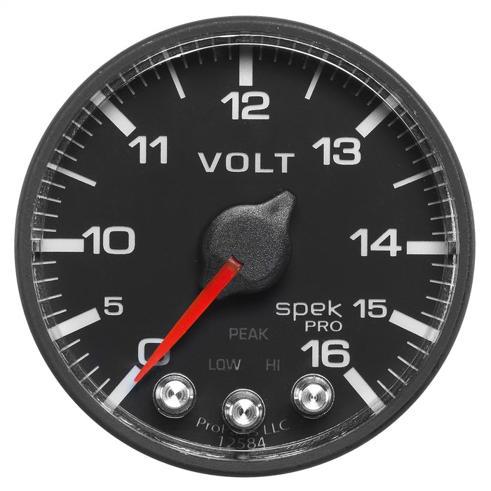 AutoMeter P344328 GAUGE; VOLTMETER; 2 1/16in.; 16V; STEPPER MOTOR W/PEAK/WARN; BLK/BLK; SPEK-PRO - Truck Part Superstore