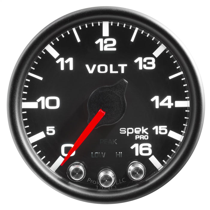 AutoMeter P34432 GAUGE; VOLTMETER; 2 1/16in.; 16V; STEPPER MOTOR W/PEAK/WARN; BLK/BLK; SPEK-PRO - Truck Part Superstore