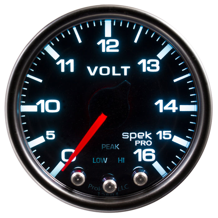 AutoMeter P34452 GAUGE; VOLTMETER; 2 1/16in.; 16V; STEPPER MOTOR W/PEAK/WARN; BLK/SMOKE/BLK; SPEK - Truck Part Superstore