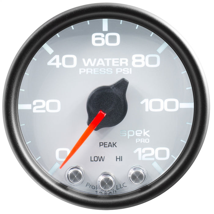 AutoMeter P34512 GAUGE; WATER PRESS; 2 1/16in.; 120PSI; STEPPER MOTOR W/PEAK/WARN; WHT/BLK; SPEK - Truck Part Superstore